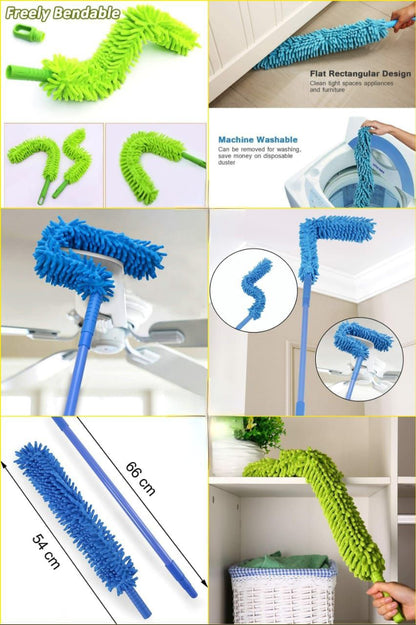 Flexible Fan Duster - Microfiber Bendable Cleaning Brush (Random Color)