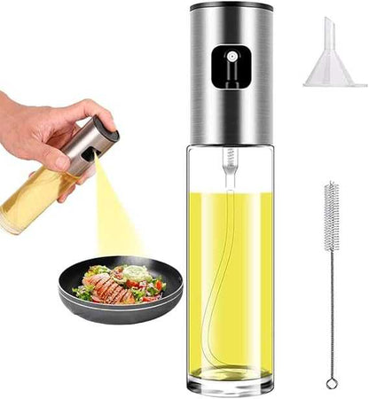 100ml Oil Spray Bottle – Stainless Steel & Glass Olive Oil Mister