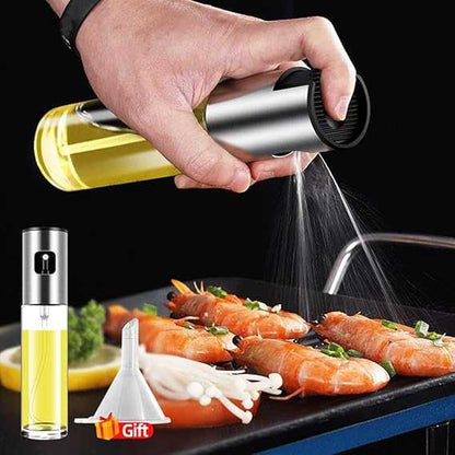 100ml Oil Spray Bottle – Stainless Steel & Glass Olive Oil Mister