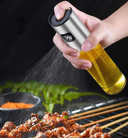 100ml Oil Spray Bottle – Stainless Steel & Glass Olive Oil Mister