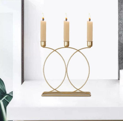 Golden Candle Stand with Calligraphy Design for Home & Events