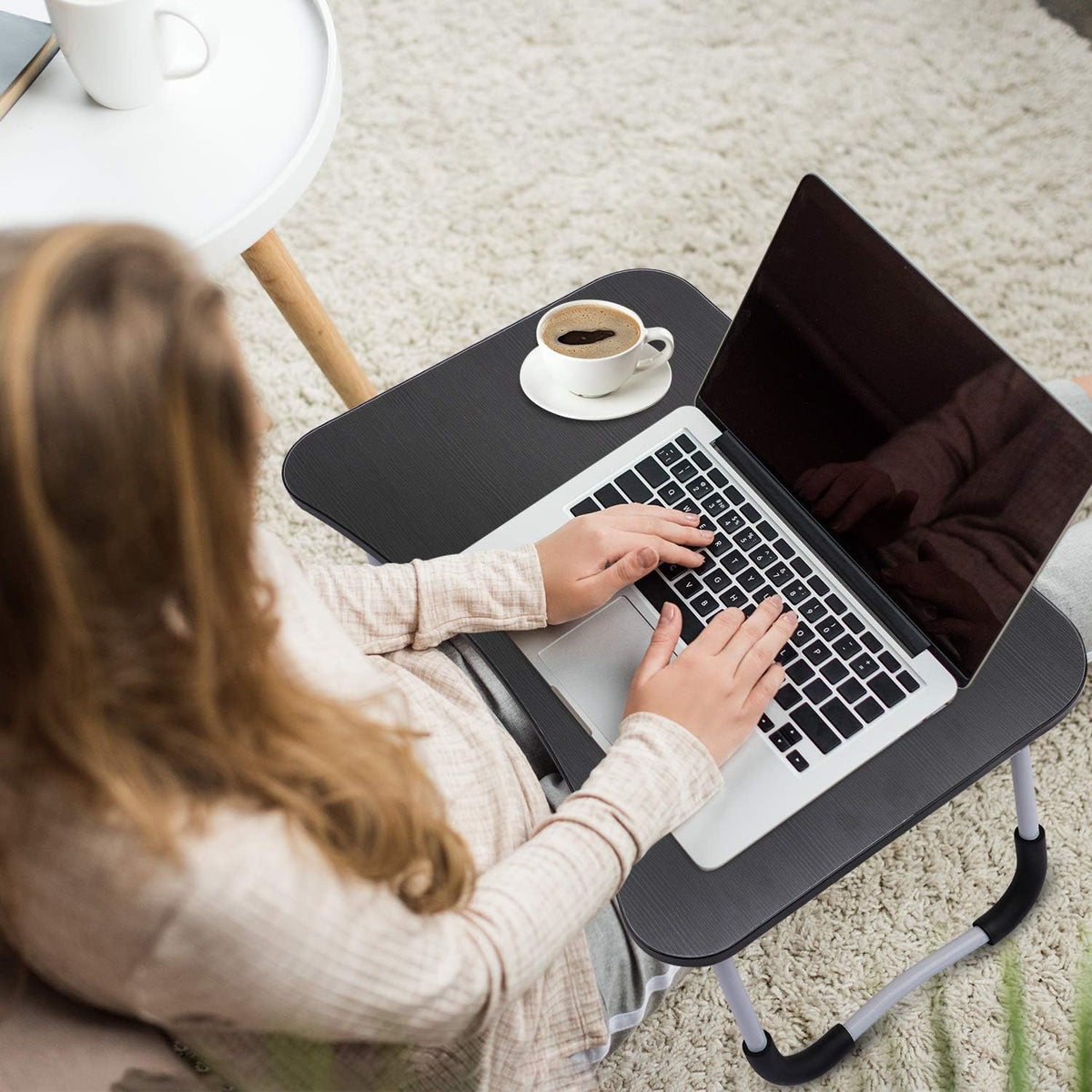 Laptop Table T1 Foldable Laptop Table Foldable Legs, Tablet Groove & Cup Slot | Perfect for Working, Reading, Writing, and Eating