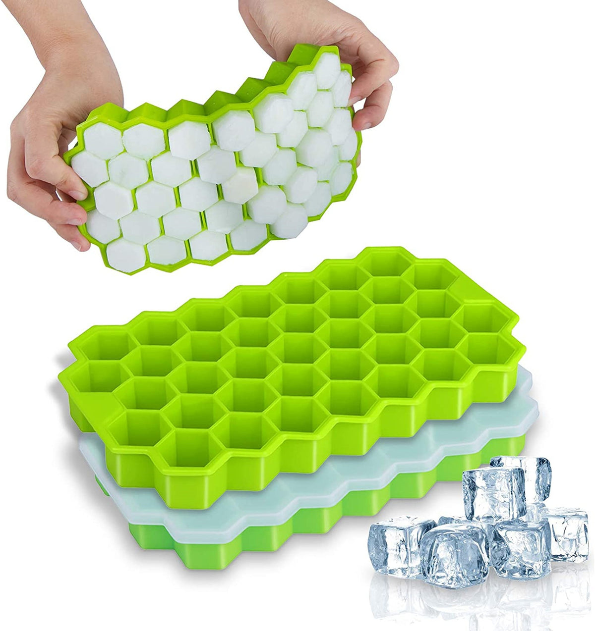 Silicone Honeycomb Ice Cube Tray with Lid