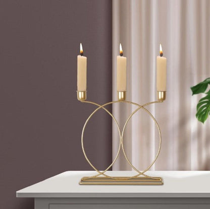 Golden Candle Stand with Calligraphy Design for Home & Events
