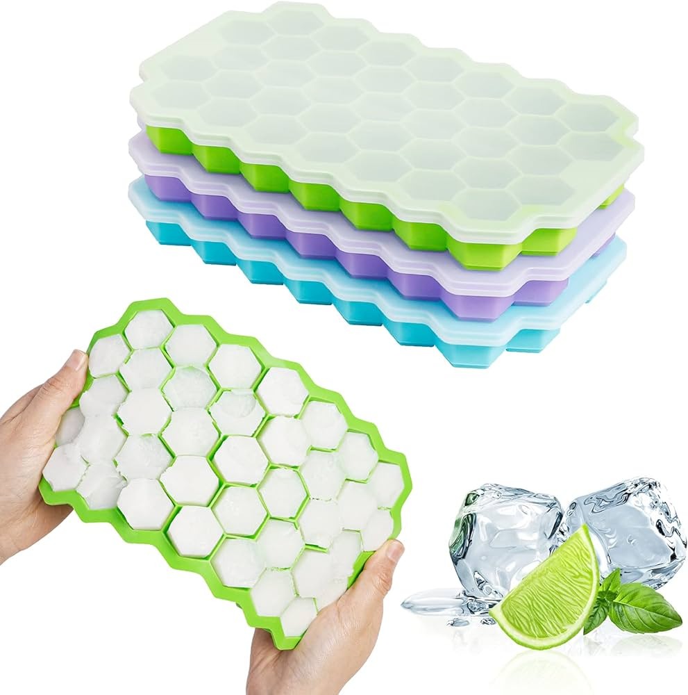 Silicone Honeycomb Ice Cube Tray with Lid
