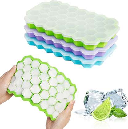 Silicone Honeycomb Ice Cube Tray with Lid